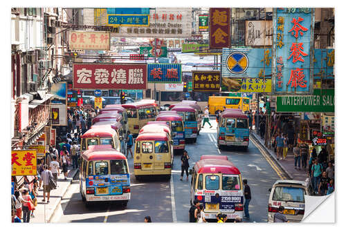 Wandsticker Belebte Straße in Mong Kok, Hong Kong