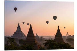 Tableau en plexi-alu Montgolfières et temples, Bagan 