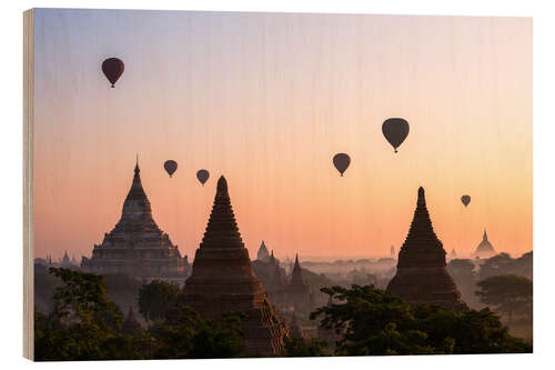 Holzbild Ballone und Tempel, Bagan