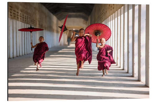 Obraz na aluminium Young monks running