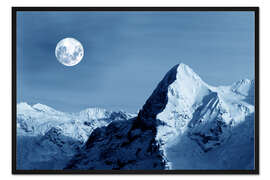Gerahmter Kunstdruck Vollmond am Eiger