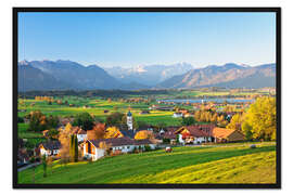 Gerahmter Kunstdruck Alpenpanorama im Herbst, Bayern