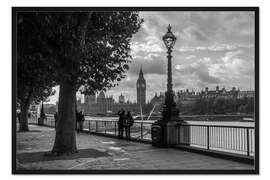 Gerahmter Kunstdruck London an der Themse Big Ben monochrome