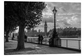 Magnettafel London an der Themse Big Ben monochrome