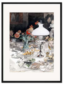 Gerahmter Kunstdruck Um die Abendlampe