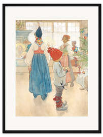 Gerahmter Kunstdruck Vor dem Weihnachtsbaum