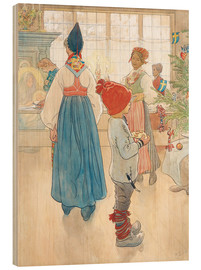 Holzbild  Vor dem Weihnachtsbaum - Carl Larsson
