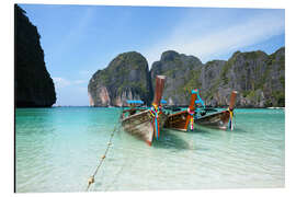 Magnettafel Boote des langen Hecks im Maya Bay Beach, Phi Phi Insel, Thailand