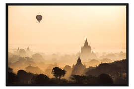 Gerahmter Kunstdruck Ballon über Bagan, Myanmar