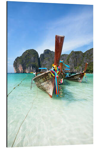 Aluminium print Decorated wooden boats, Thailand