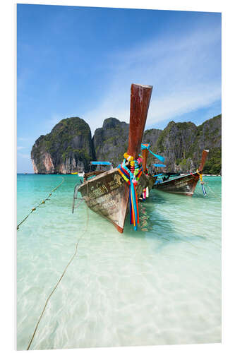 PVC-tavla Decorated wooden boats, Thailand