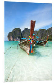 Quadro em plexi-alumínio Decorated wooden boats, Thailand