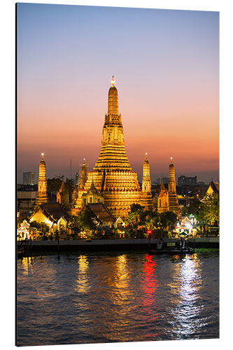 Tableau en aluminium Wat Arun au coucher du soleil, Bangkok, Thaïlande