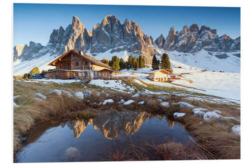 PVC print Hut and Odle mountains, Dolomites