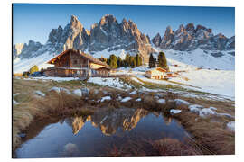 Magnettafel Hütte und Geisler-Berge, Dolomiten