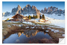 Naklejka na ścianę Hut and Odle mountains, Dolomites