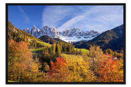 Gerahmter Kunstdruck Herbstliches Val di Funes, Südtirol