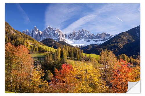 Wandsticker Herbstliches Val di Funes, Südtirol