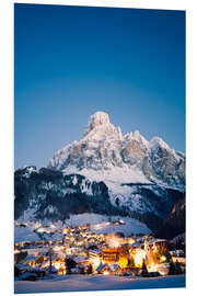 Tableau en PVC Corvara in Badia in winter, Dolomites, South Tirol, Italy