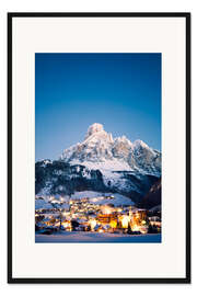 Gerahmter Kunstdruck Corvara in Badia im Winter, Dolomiten, Südtirol, Italien