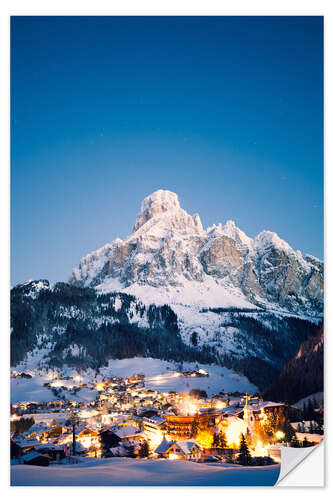 Wandsticker Corvara in Badia im Winter, Dolomiten, Südtirol, Italien