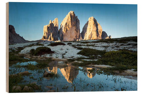 Wood print Tre cime di Lavaredo, Dolomites