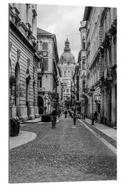 Tableau en plexi-alu Ruelle en noir et blanc à Budapest