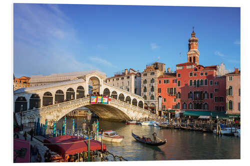 Tableau en PVC Gondole près du pont du Rialto à Venise