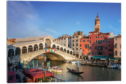 Tableau en plexi-alu Gondole près du pont du Rialto à Venise