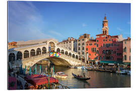 Tableau en plexi-alu Gondole près du pont du Rialto à Venise