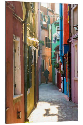 Aluminium print Alley in Burano, Venice