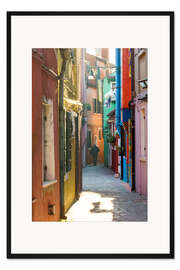 Gerahmter Kunstdruck Gasse in Burano, Venedig