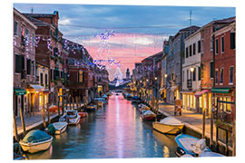 Foam board print Canal in Venice festively illuminated