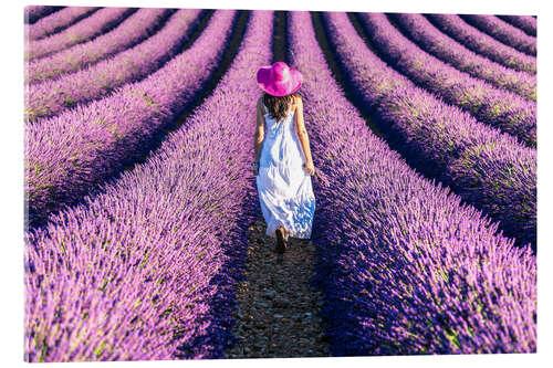 Acrylic print Girl in a lavender field