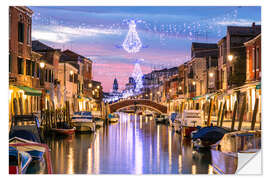 Selvklebende plakat Canal in Venice at Christmas