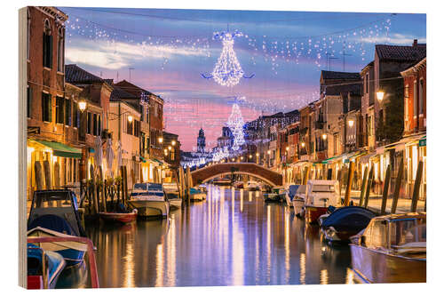 Wood print Canal in Venice at Christmas