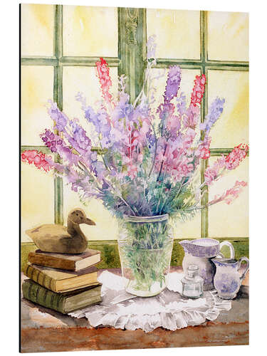 Aluminium print Lupins on Windowsill