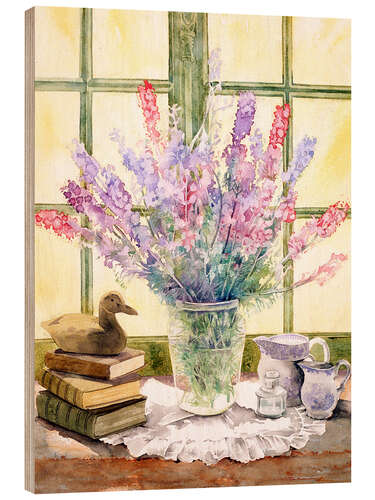 Wood print Lupins on Windowsill