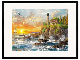 Gerahmter Kunstdruck Küste von Craggy Cove