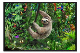 Gerahmter Kunstdruck Faultier im Dschungel