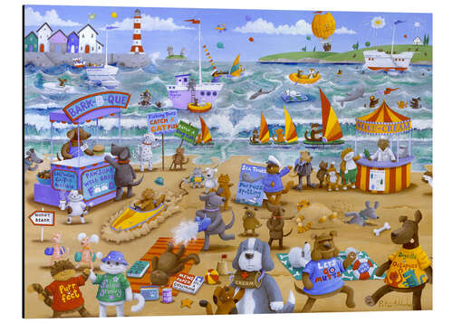 Tableau en aluminium Chats et chiens sur la plage