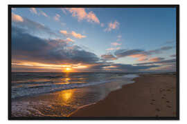 Gerahmter Kunstdruck Sonnenuntergang in der Nordsee