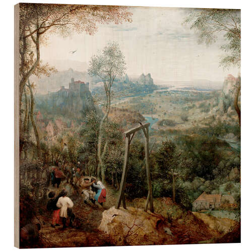 Holzbild Die Elster auf dem Galgen