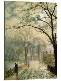 Tableau en aluminium Rue en automne au clair de lune sur l'île de Wight. 1878