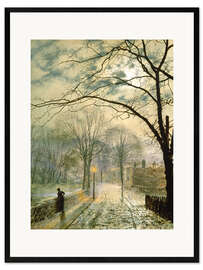 Framed art print Herbstliche Vorstadtstrasse im Mondlicht auf der Insel Wight. 1878