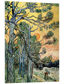 Foam board print Pines with Setting Sun and Woman