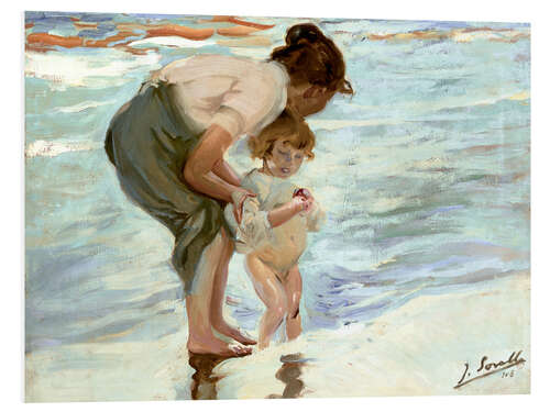 Foam board print Mother and child on the beach