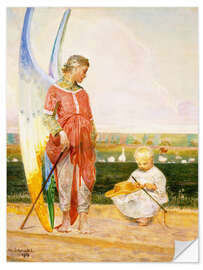 Selvklebende plakat Angel and a shepherd boy