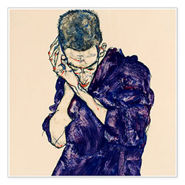 Billede  Young Man In Purple Robe With Clasped Hands - Egon Schiele