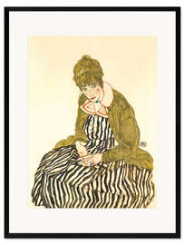 Gerahmter Kunstdruck Edith Schiele, sitzend, 1915